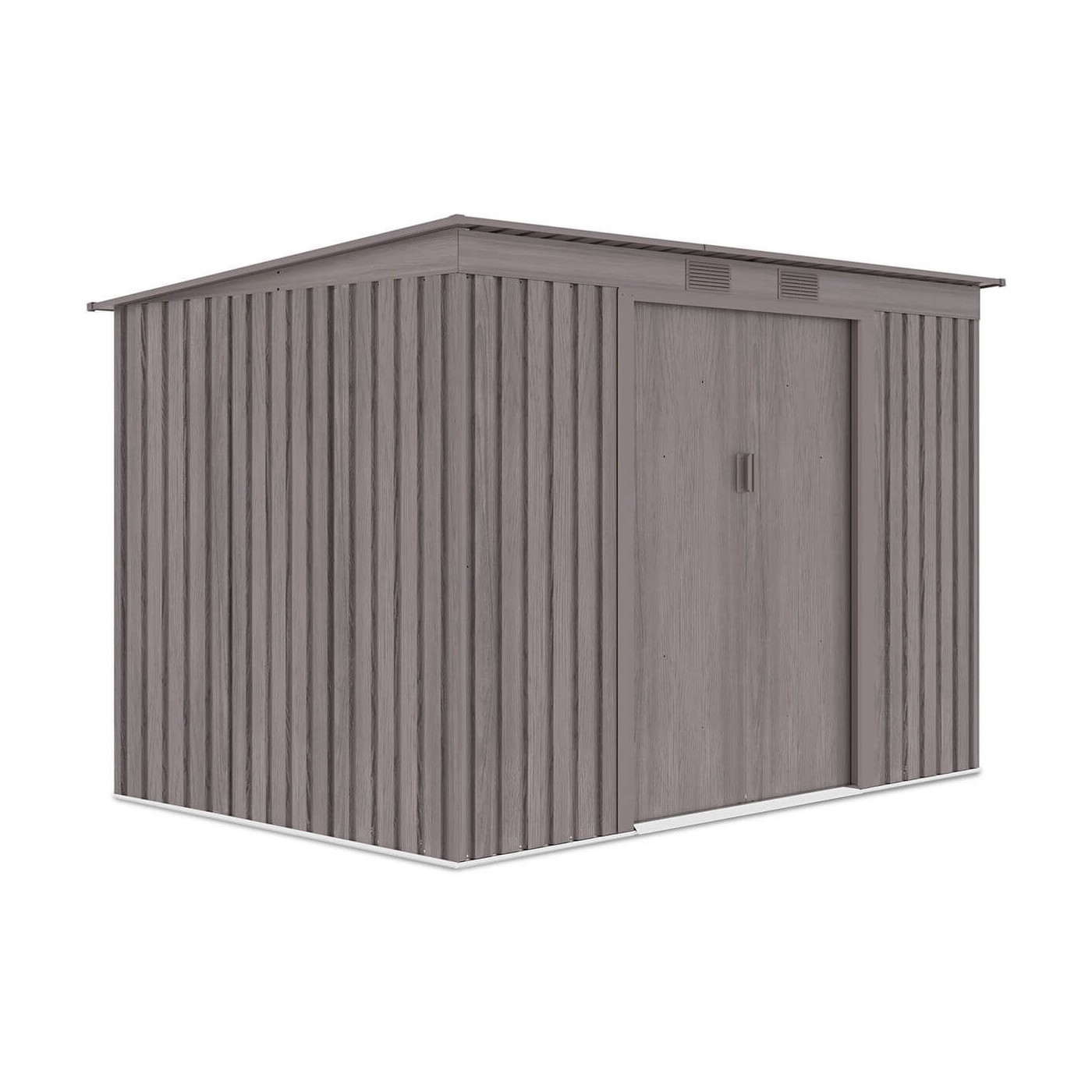 Widok z boku metalowego domku narzędziowego OREGON o wymiarach 261x181cm