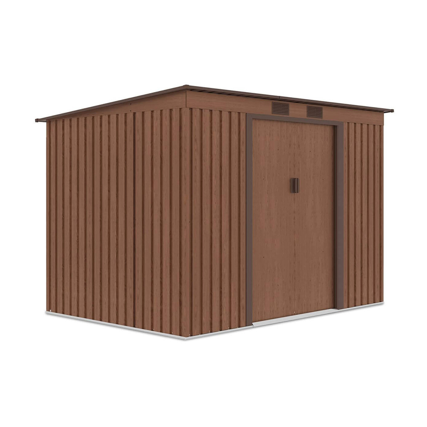 Widok z boku metalowego domku narzędziowego OREGON o wymiarach 261x181cm