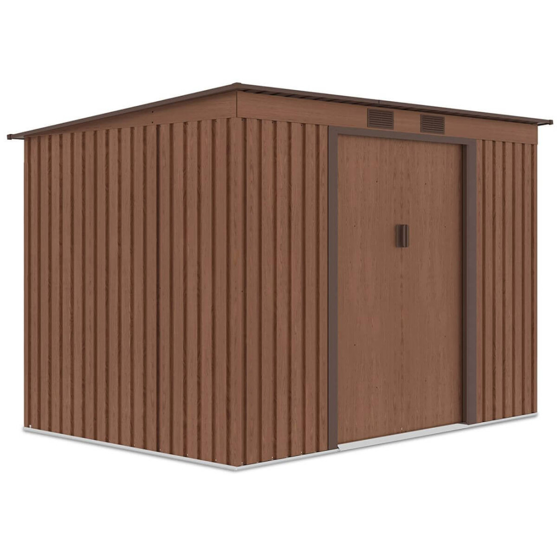 Widok z boku metalowego domku narzędziowego OREGON o wymiarach 261x181cm