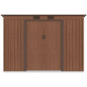 Widok z przodu domku narzędziowego OREGON 261x181cm w kolorze brązowym