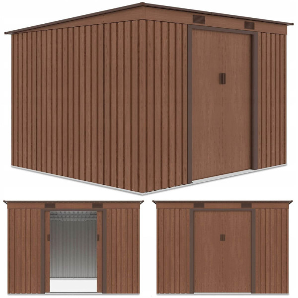 Zdjęcie z trzema rzutami domku narzędziowego OREGON 261x241cm Walnut - Hardmaister