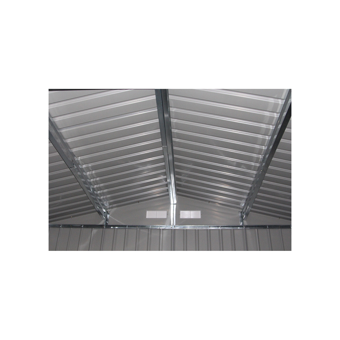 Metalowa konstrukcja dachu wewnątrz domku na narzędzia HUDSON 277x191