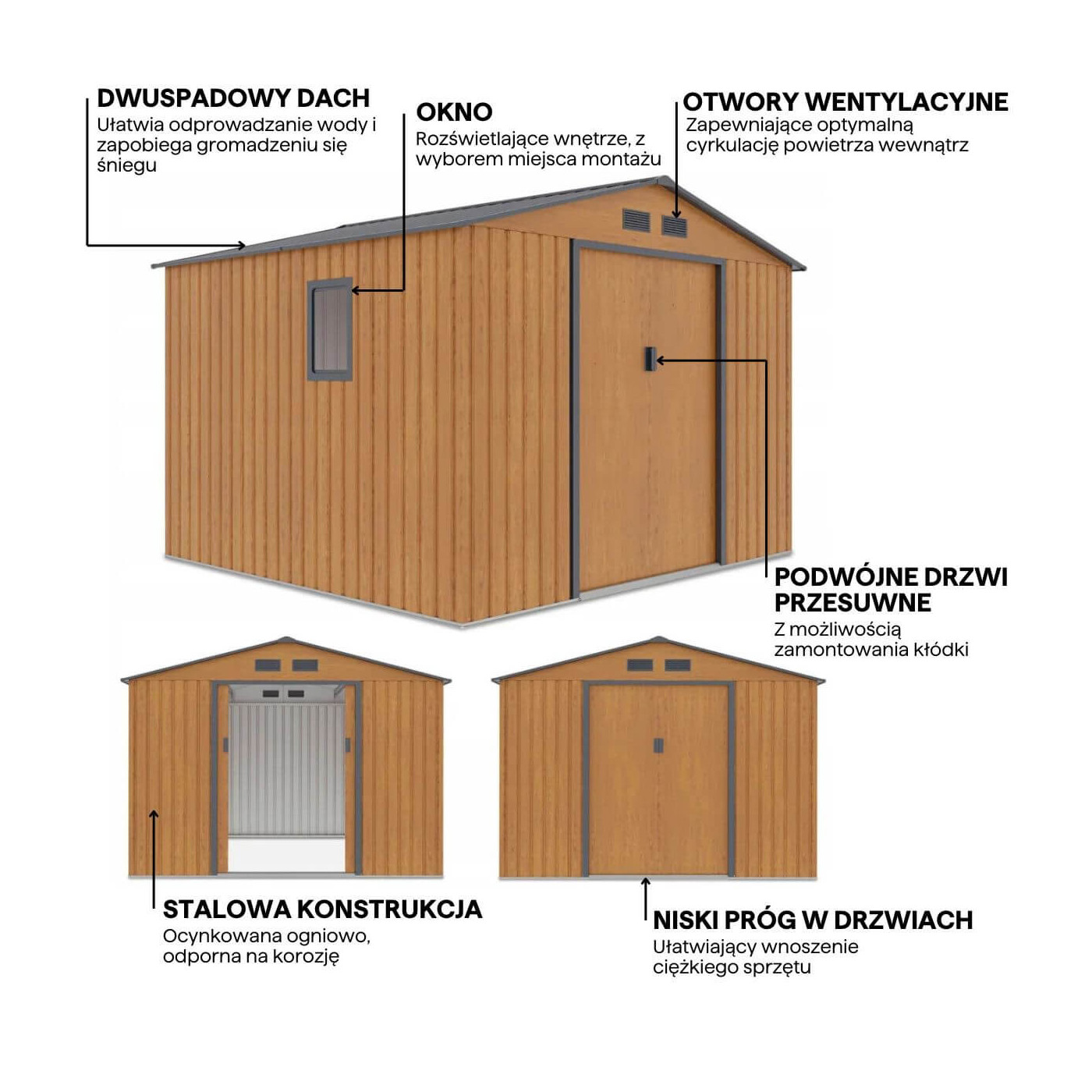HUDSON 9x8 DOMEK METALOWY OAK/GREY