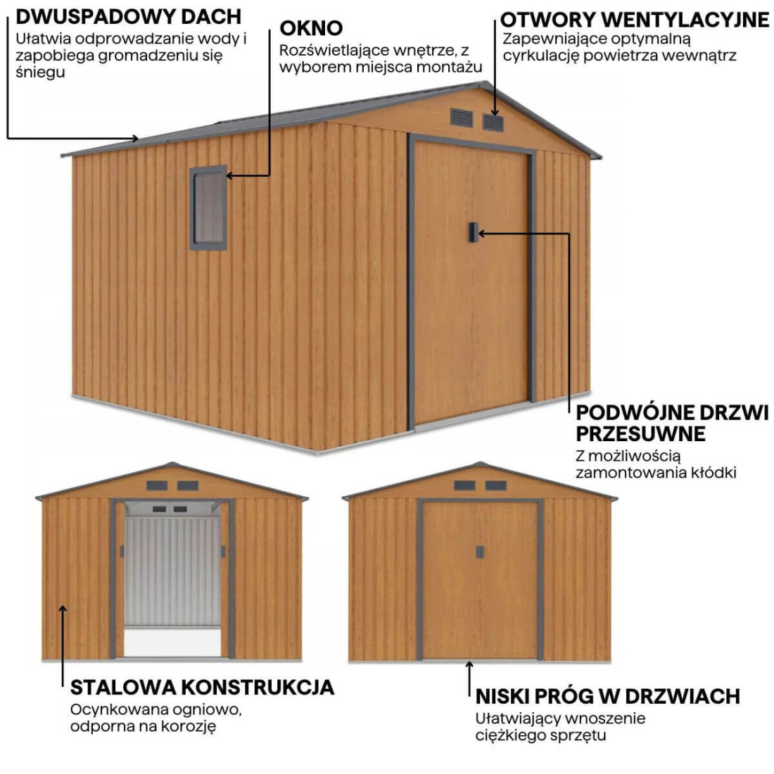 HUDSON 9x8 DOMEK METALOWY OAK/GREY