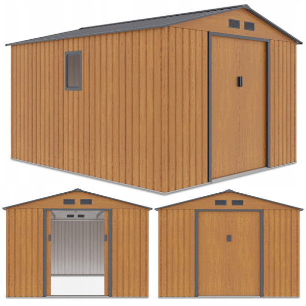 Trzy rzuty domku narzędziowego HUDSON 277x319cm Oak Grey