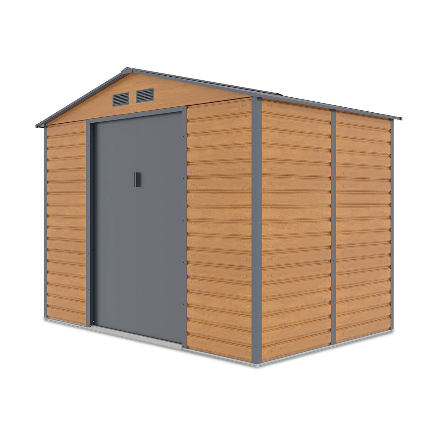 Widok na boczną ścianę z oknem domku na narzędzia MONTREAL 277x195cm