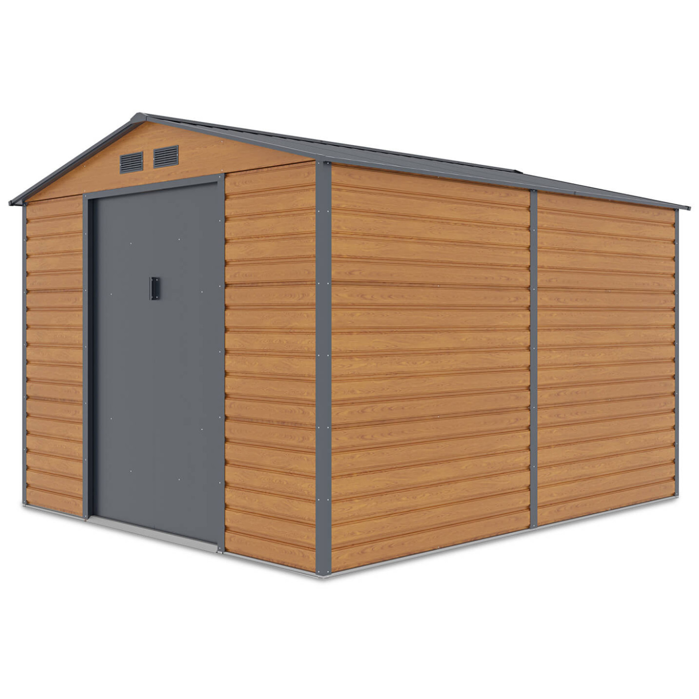 Widok na boczną ścianę domku narzędziowego MONTREAL 277x323cm