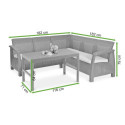 Wymiary zestawu ogrodowego z narożnikiem Corfu Relax 