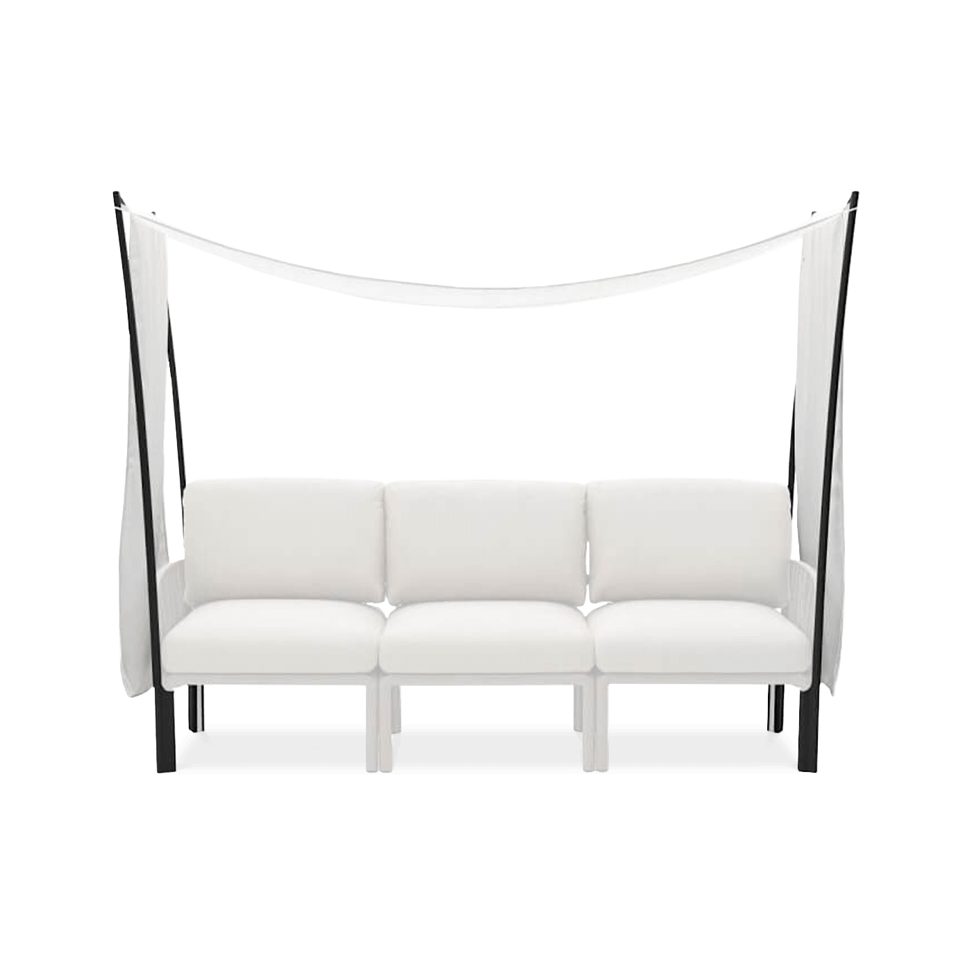 biała osłona na czarnym stelażu na meble ogrodowe