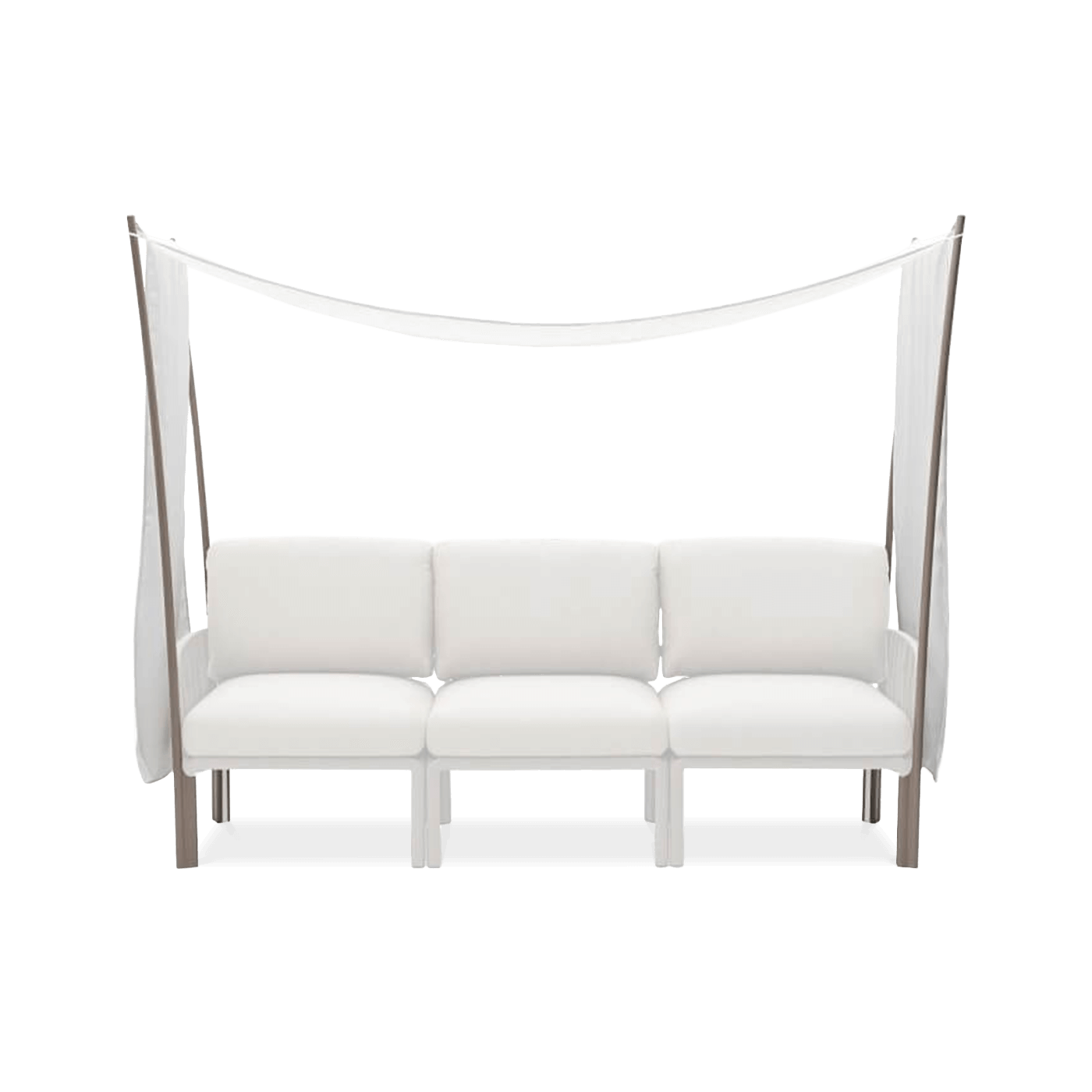 ogrodowy baldachim na czarnym stelażu chroniący meble ogrodowe