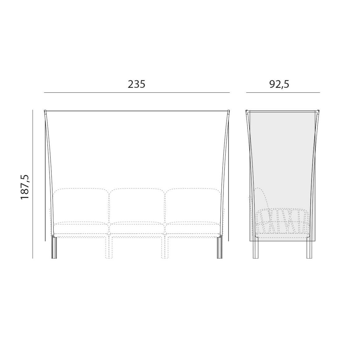Osłona baldachimowa Ombra dedykowana do zestawu Nardi Komodo 3 Tortora