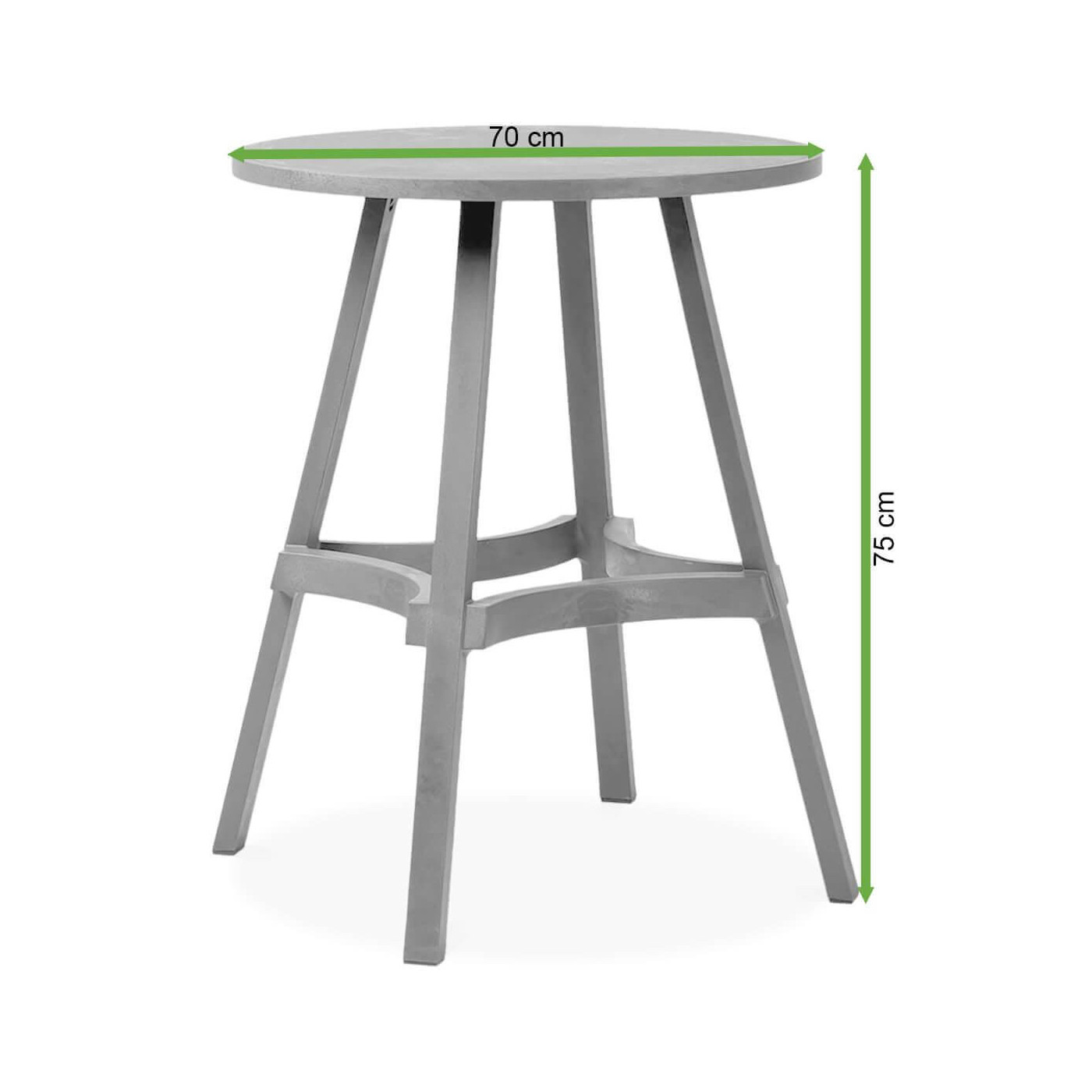 Rycina z wymiarami stolika Nardi Combo 70