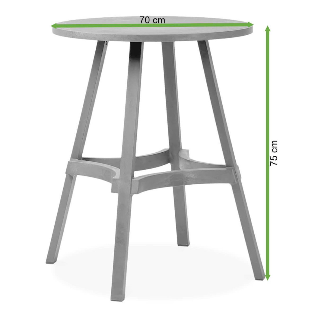 Rycina z wymiarami stolika Nardi Combo 70