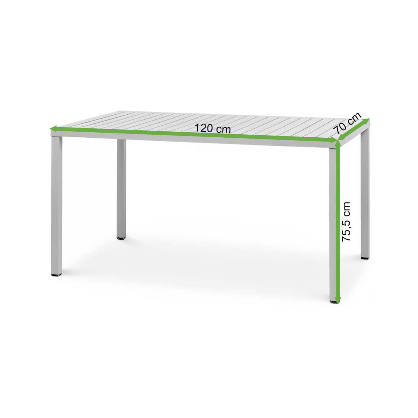 Wymiarowanie Stół ogrodowy Nardi CUBE 120 Bianco