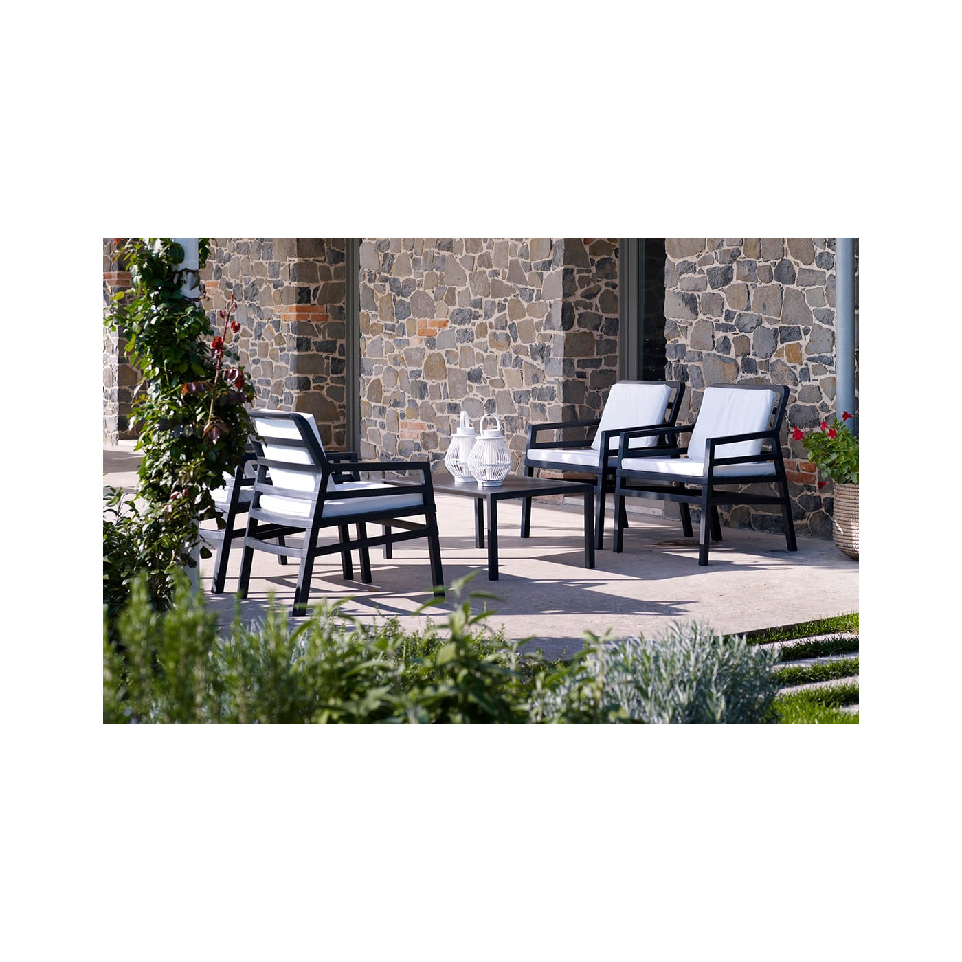 Fotel ogrodowy ARIA Bianco Grigio Sunbrella - Focus Garden