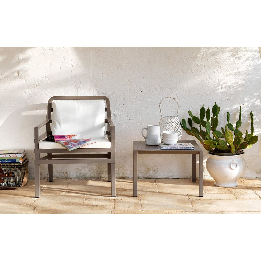 Fotel ogrodowy ARIA Bianco Grigio Sunbrella - Focus Garden