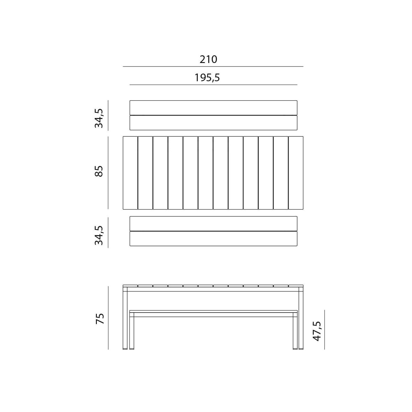 Zestaw mebli ogrodowych Nardi Rio Bench antracyt