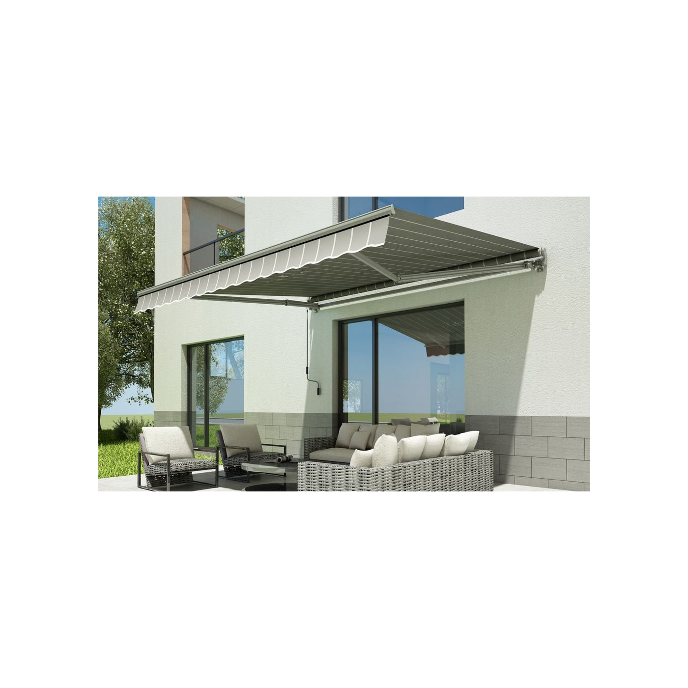 CLASSIC 300x250 TERRACE AWNING GREY/WHITE