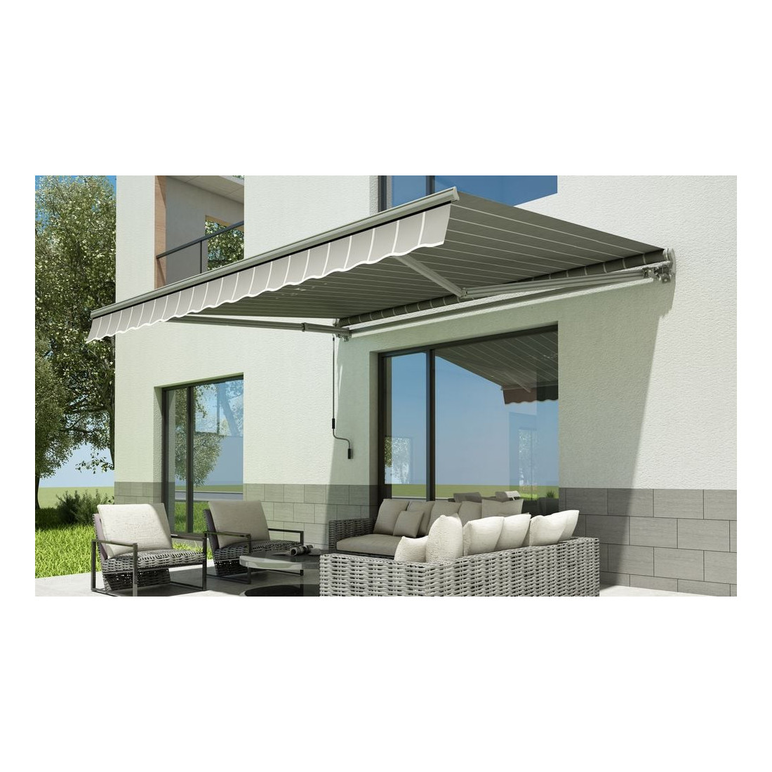 Markiza balkonowa 300x250 Grey/White