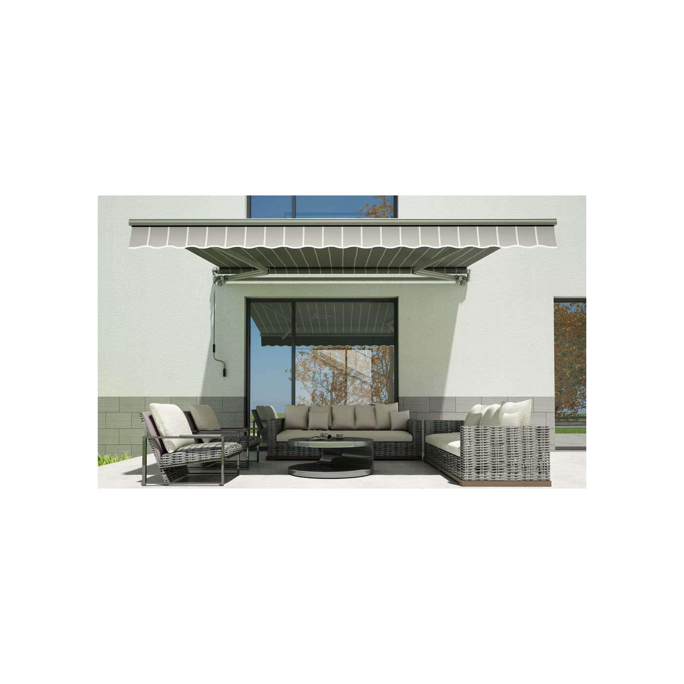CLASSIC 300x250 TERRACE AWNING GREY/WHITE