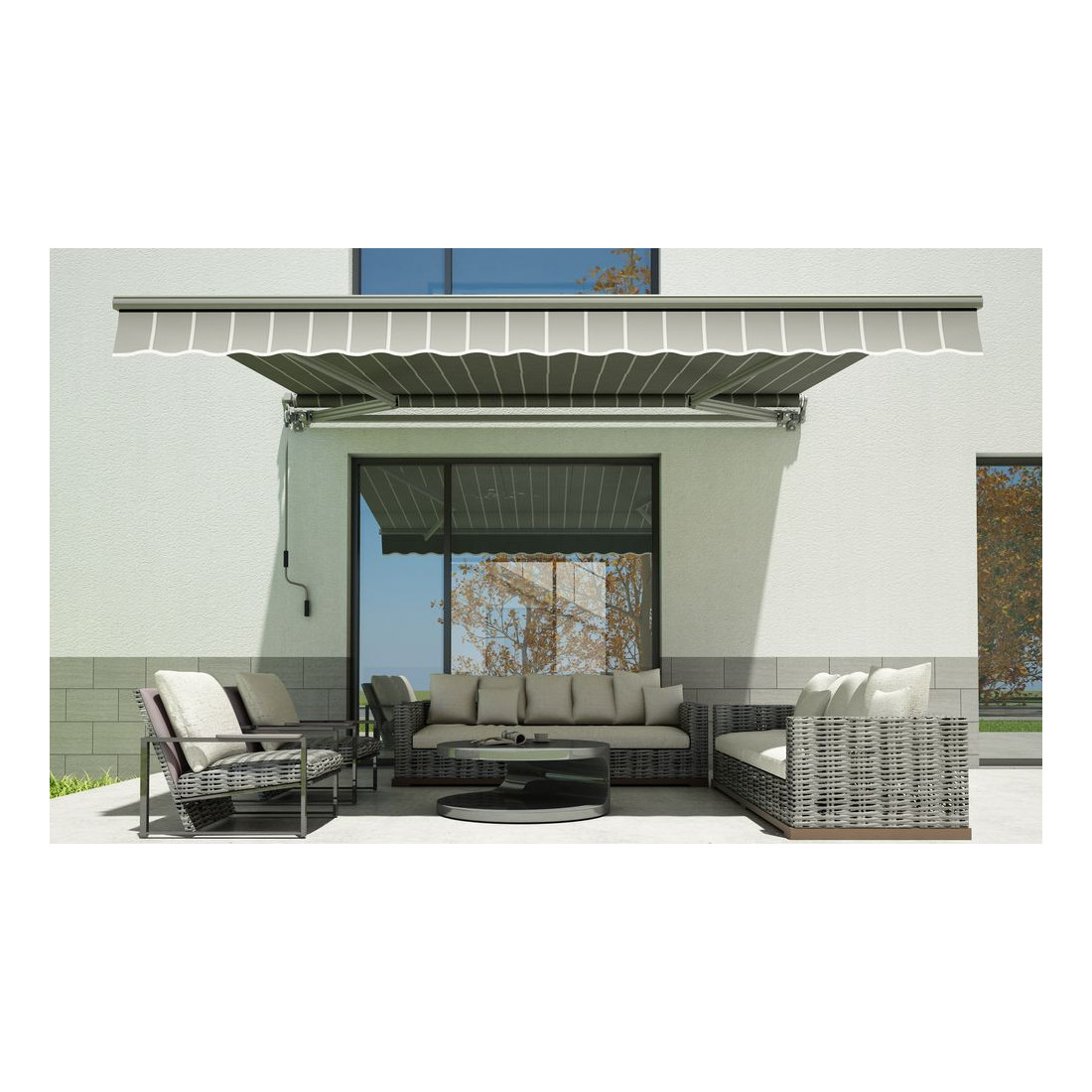 CLASSIC 300x250 TERRACE AWNING GREY/WHITE
