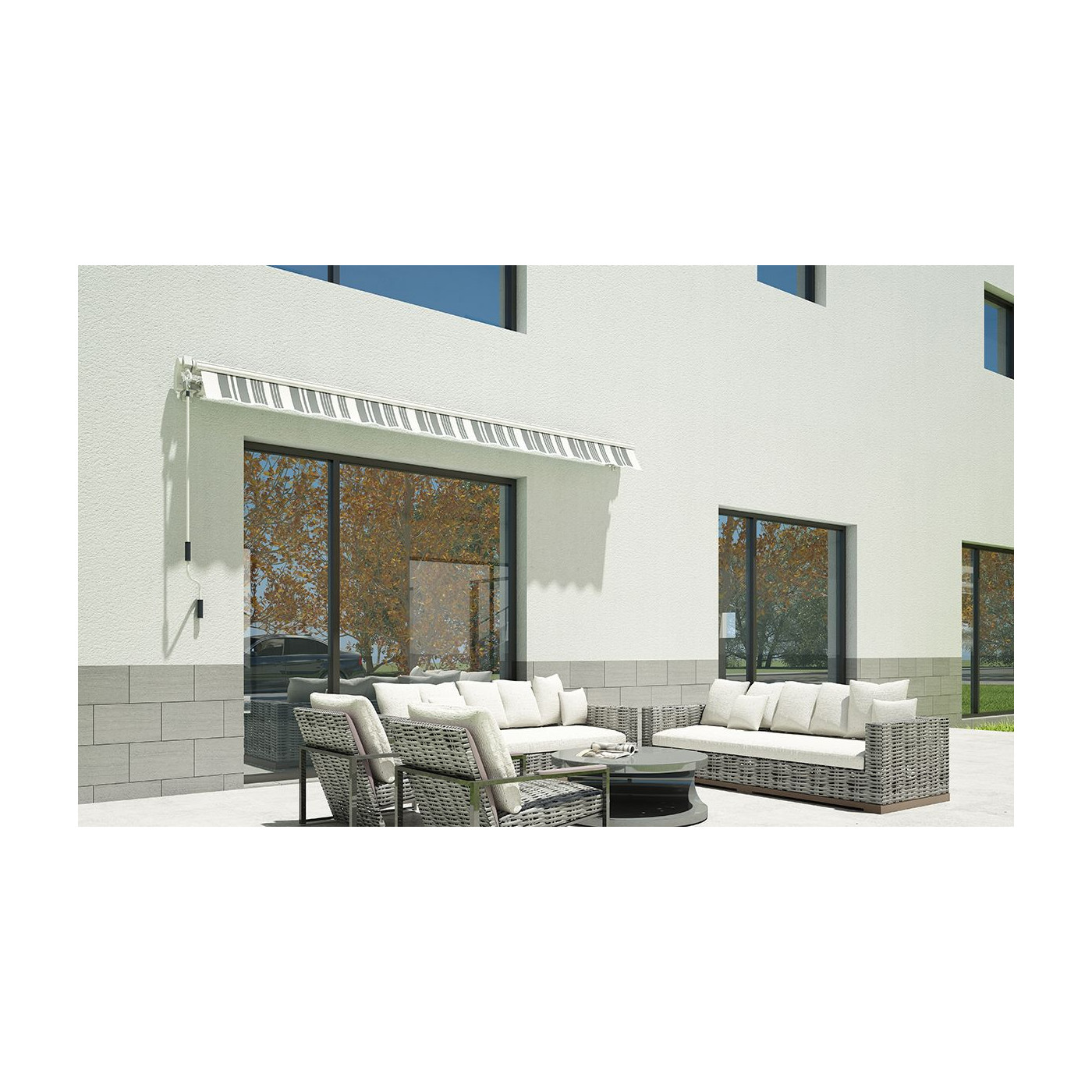 CLASSIC 300x250 TERRACE AWNING WHITE/GREY