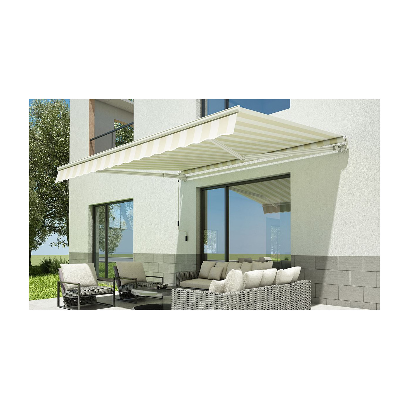 CLASSIC 300x250 TERRACE AWNING WHITE/TAUPE