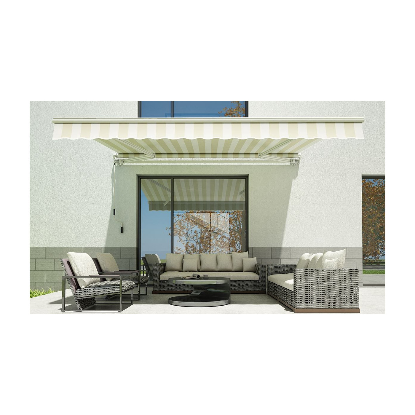CLASSIC 300x250 TERRACE AWNING WHITE/TAUPE