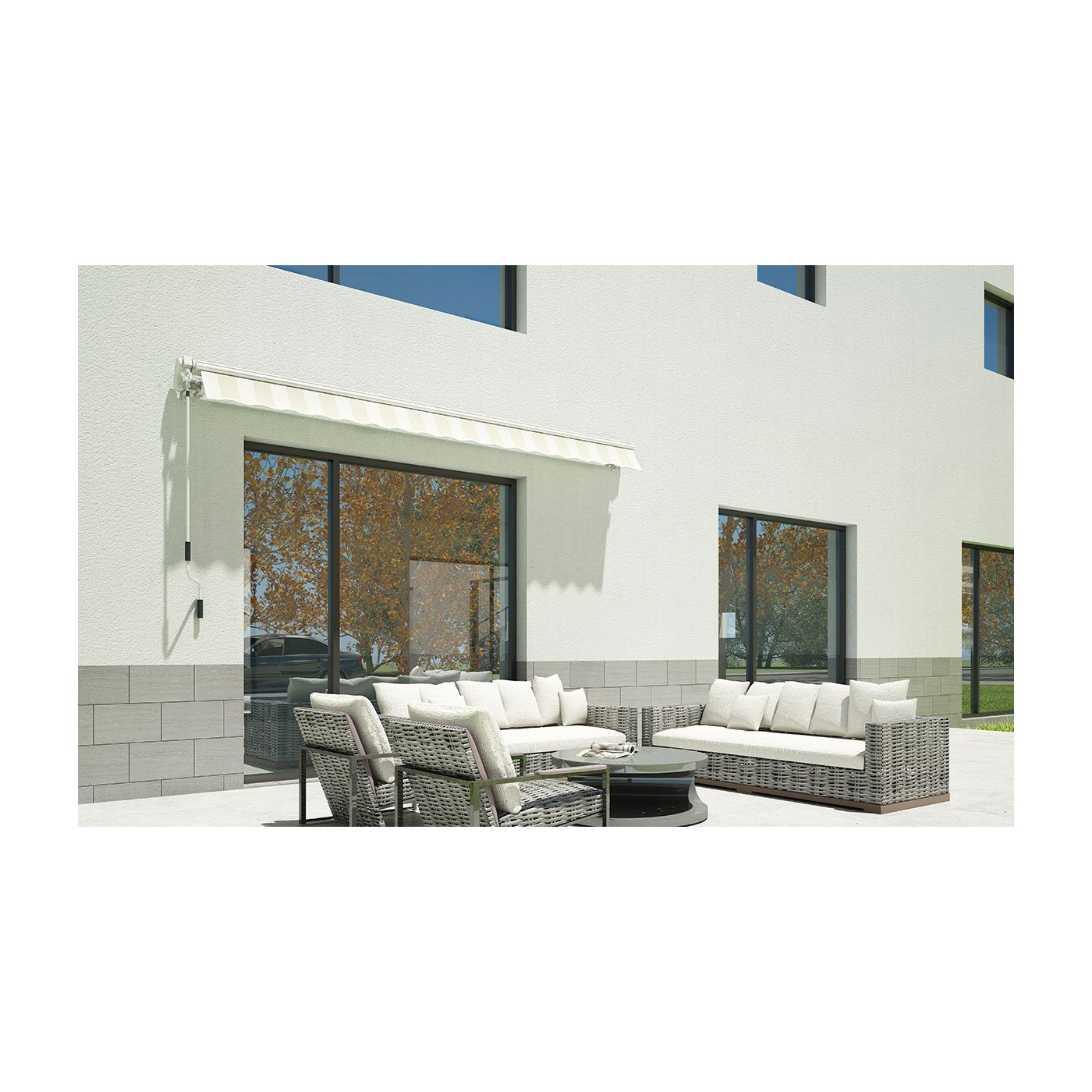 CLASSIC 400x300 TERRACE AWNING WHITE/TAUPE