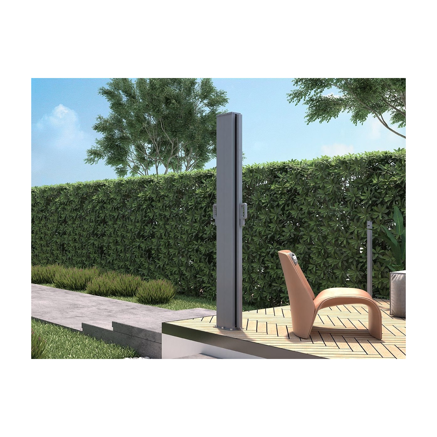 Markiza tarasowa boczna 200x600 Dark Grey Podwójna