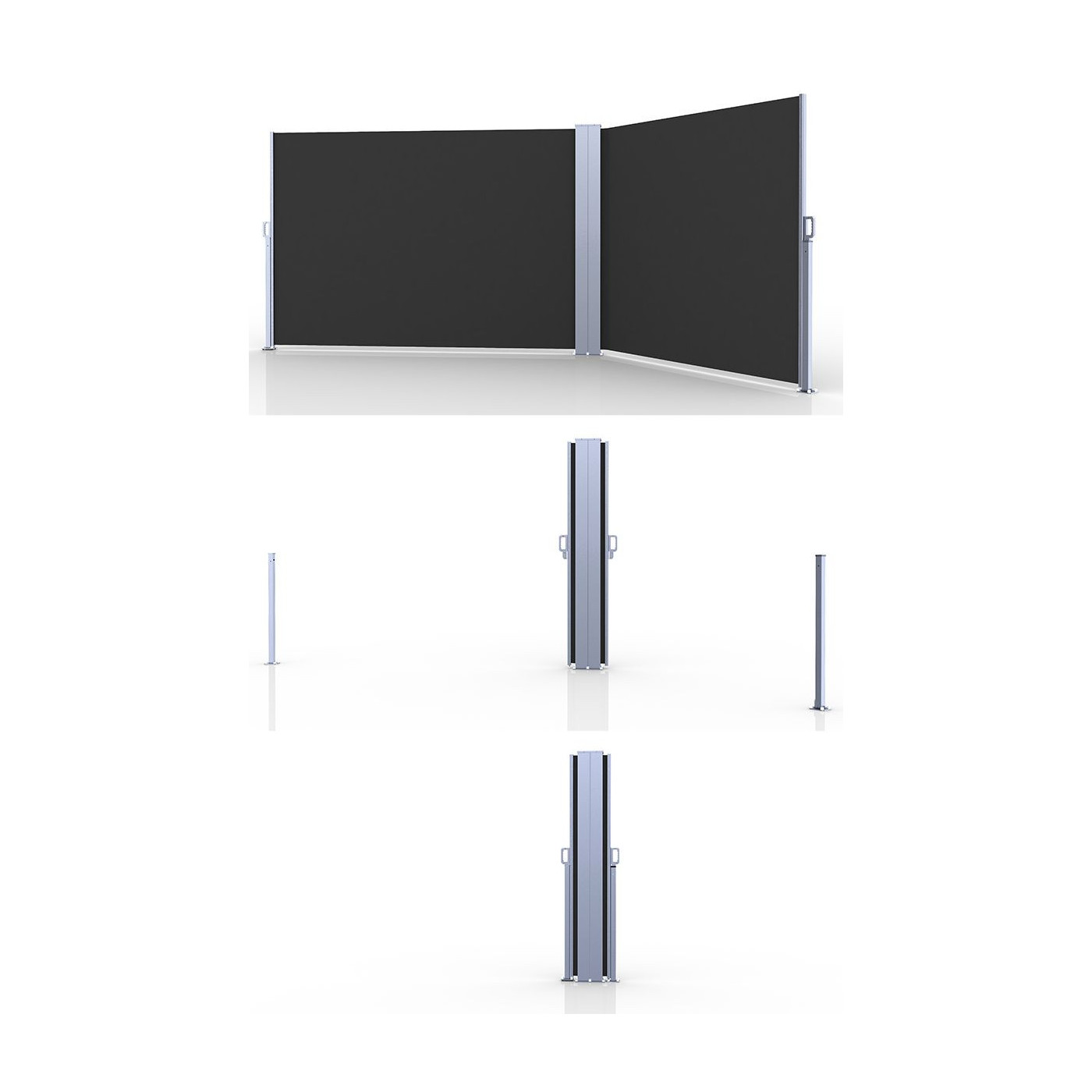 MARKIZA BOCZNA PODWÓJNA 200x600 DARK GREY