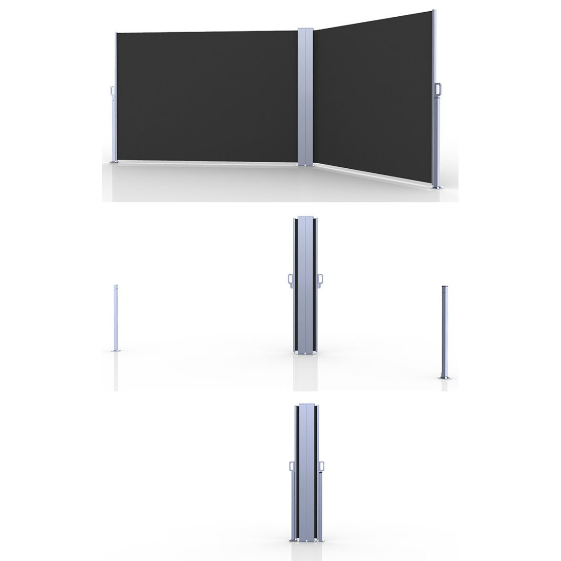 MARKIZA BOCZNA PODWÓJNA 200x600 DARK GREY