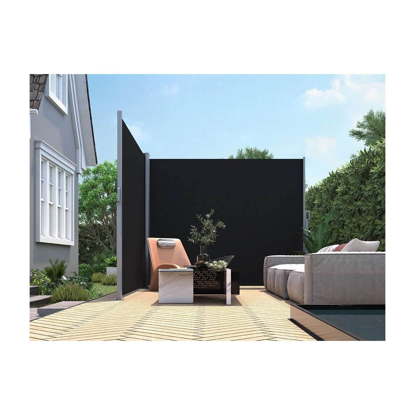 MARKIZA BOCZNA PODWÓJNA 200x600 DARK GREY