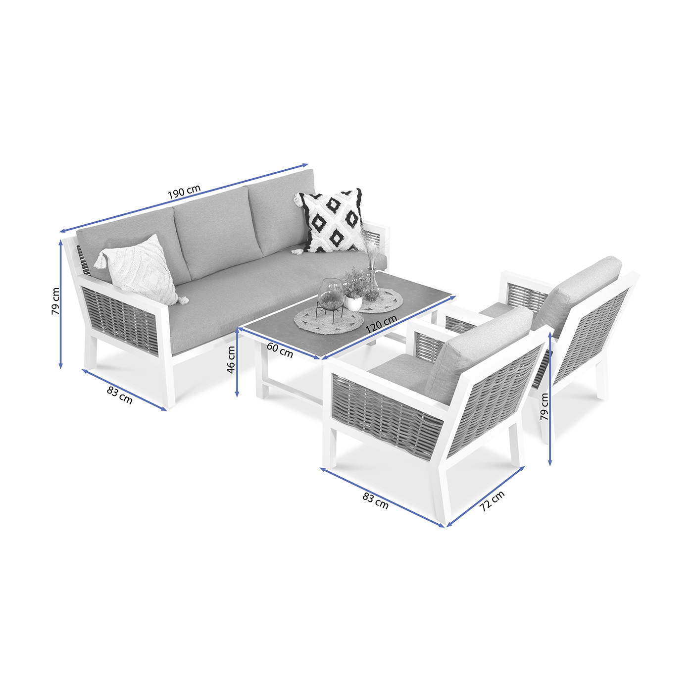 Zestaw Mebli Ogrodowych na Taras Olympia Caffe White Furrore