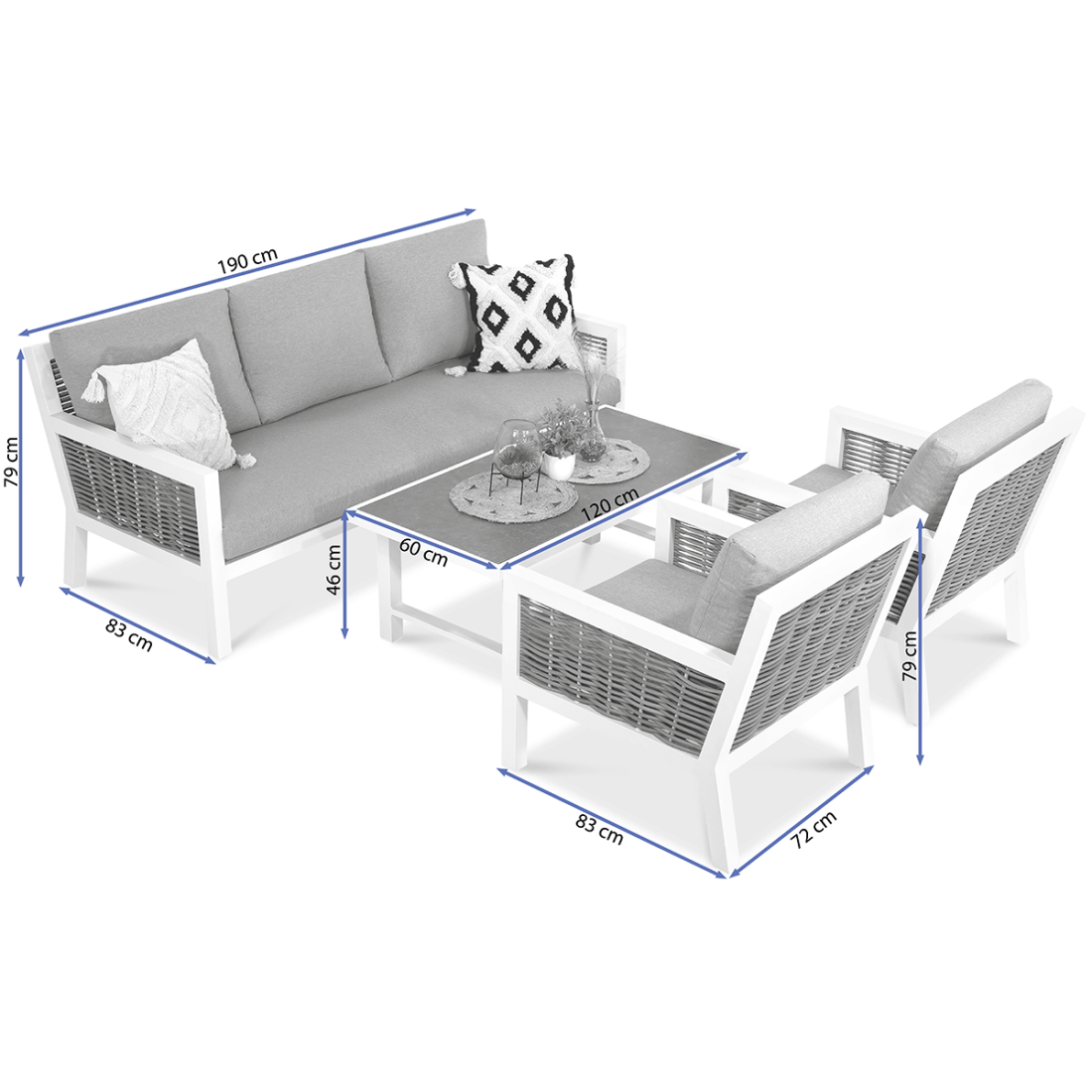 Zestaw Mebli Ogrodowych na Taras Olympia Caffe White Furrore