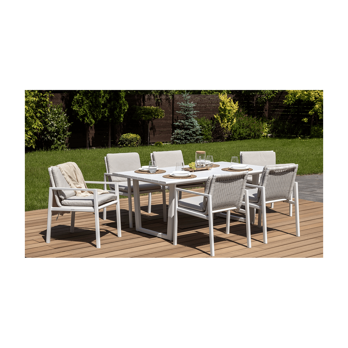 Zestaw jadalniany dla 6 osób - Lotus Dining 61 White Furrore