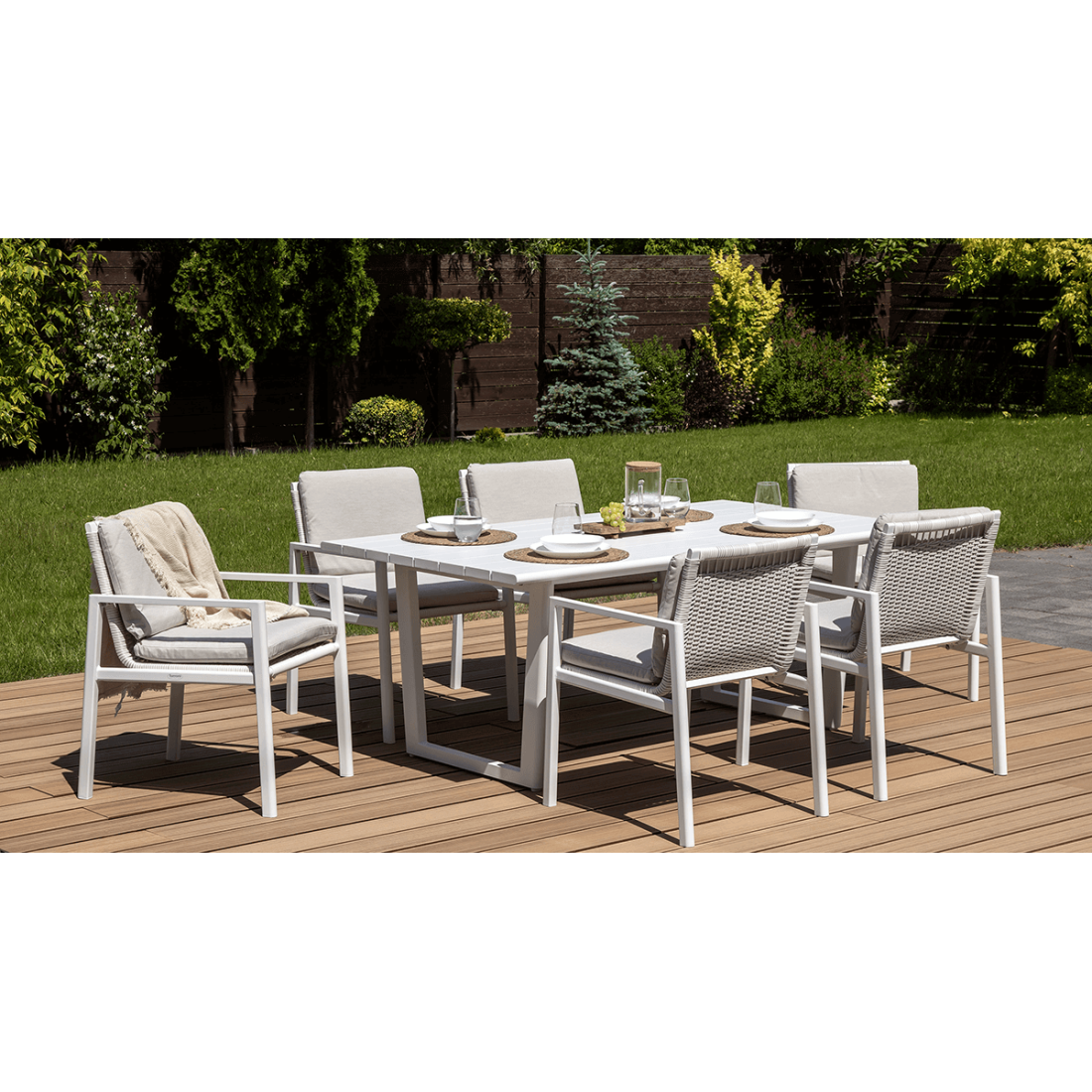 Zestaw jadalniany dla 6 osób - Lotus Dining 61 White Furrore