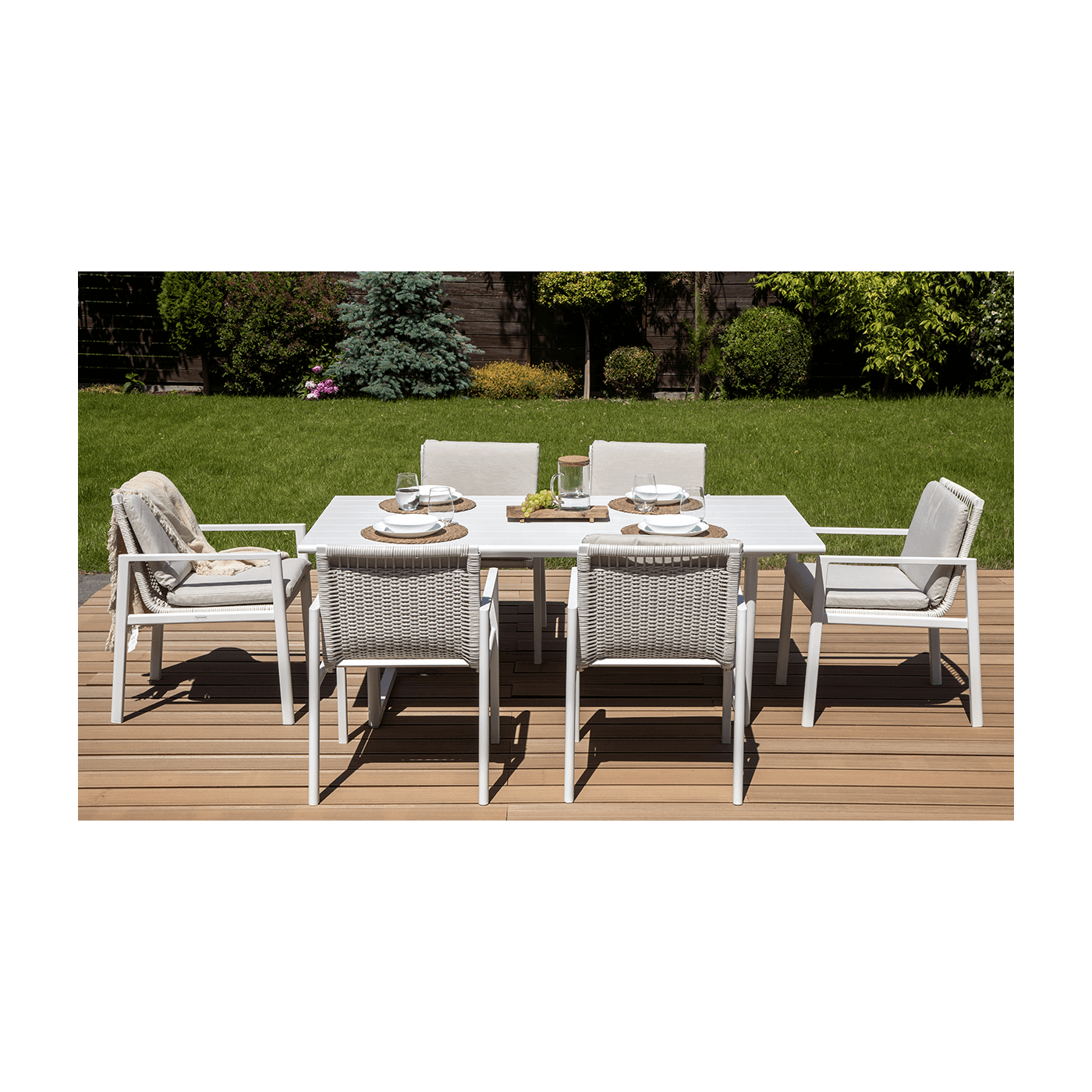 Zestaw jadalniany dla 6 osób - Lotus Dining 61 White Furrore