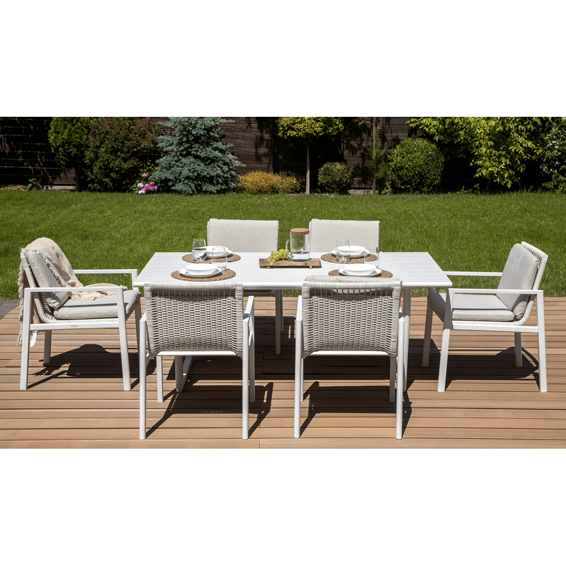 Zestaw jadalniany dla 6 osób - Lotus Dining 61 White Furrore