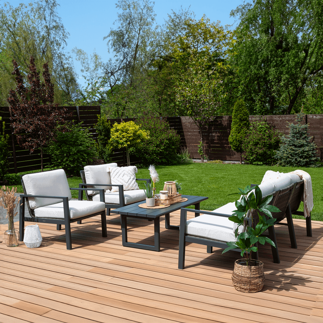 Zestaw mebli wypoczynkowych Lotus Caffe Dark Grey Furrore