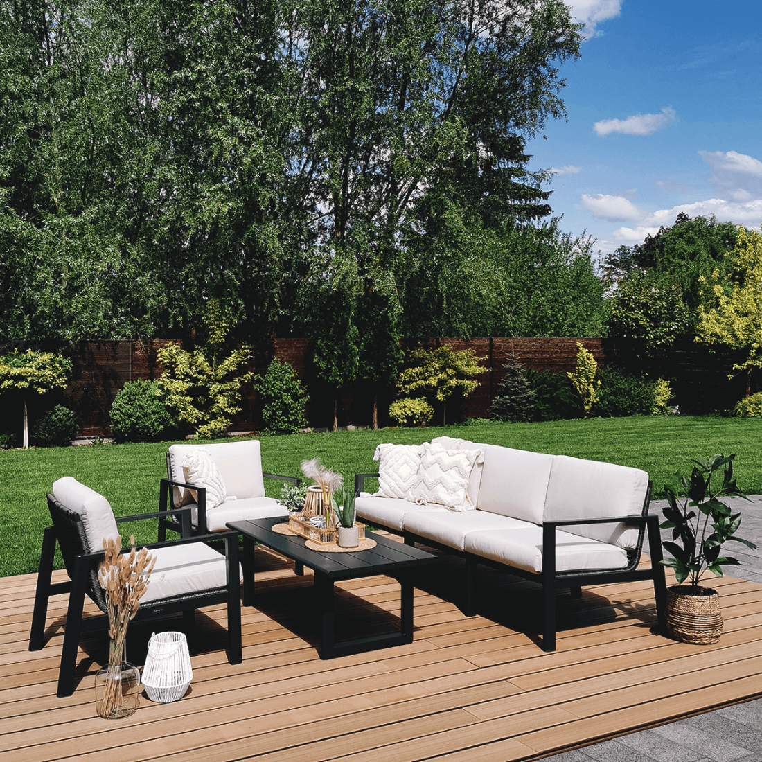 Zestaw mebli wypoczynkowych Lotus Caffe Dark Grey Furrore