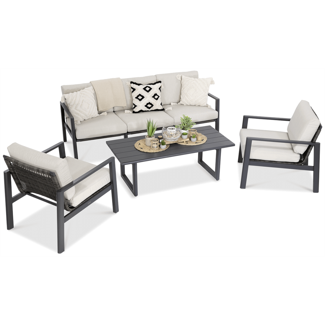 Zestaw mebli wypoczynkowych Lotus Caffe Dark Grey Furrore