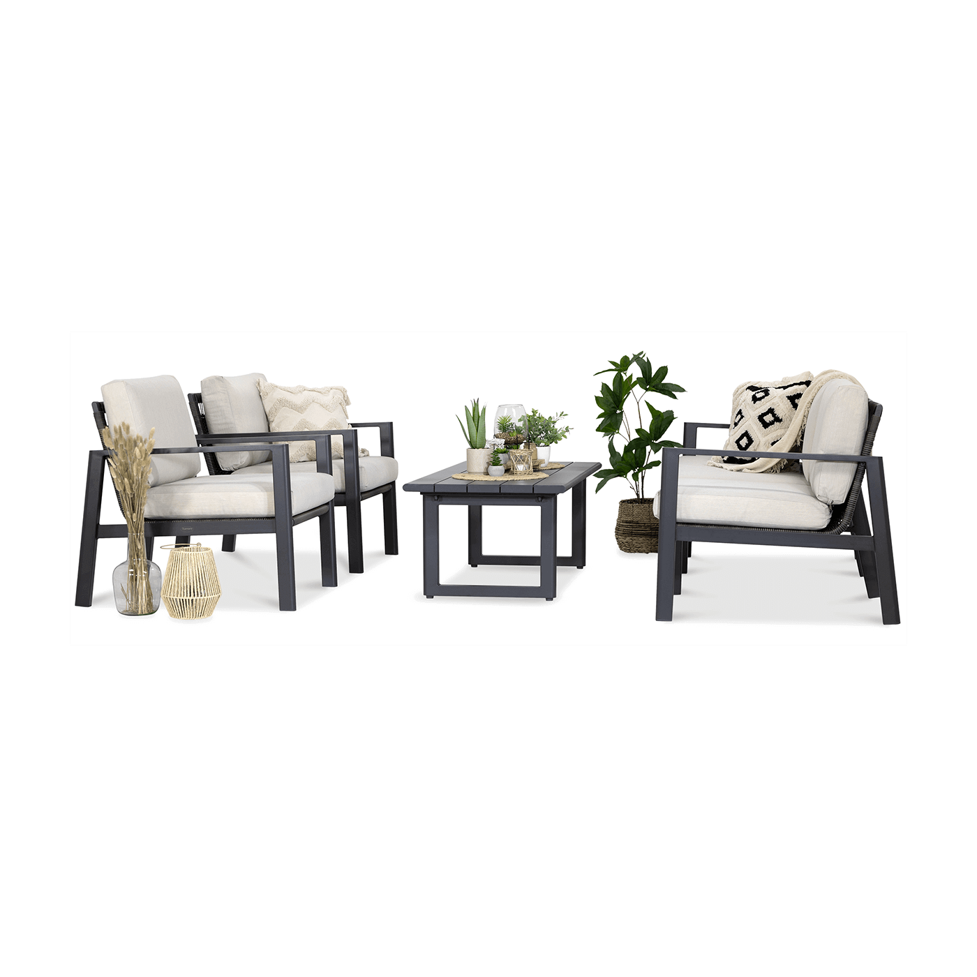 Zestaw mebli wypoczynkowych Lotus Caffe Dark Grey Furrore