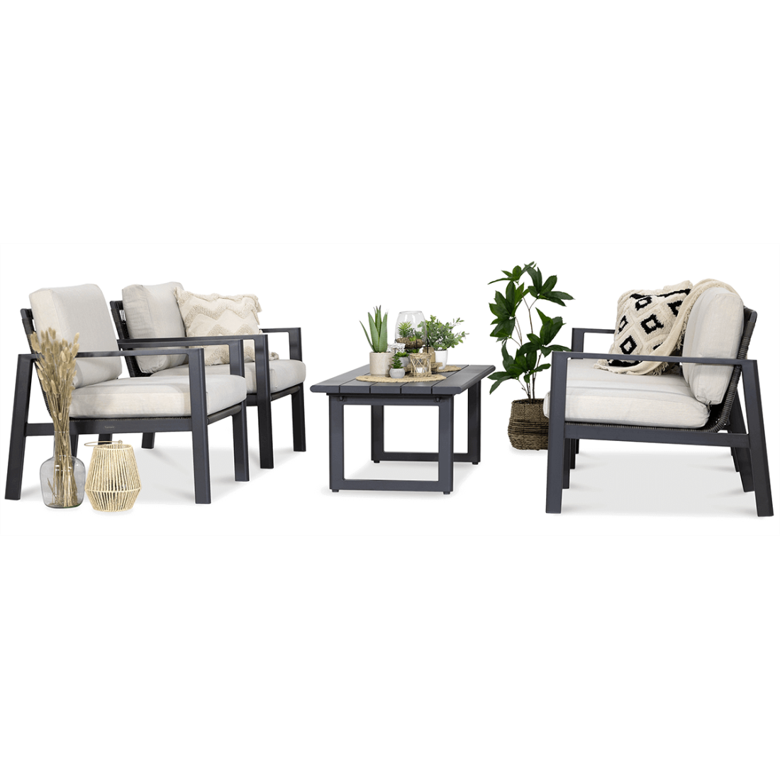 Zestaw mebli wypoczynkowych Lotus Caffe Dark Grey Furrore