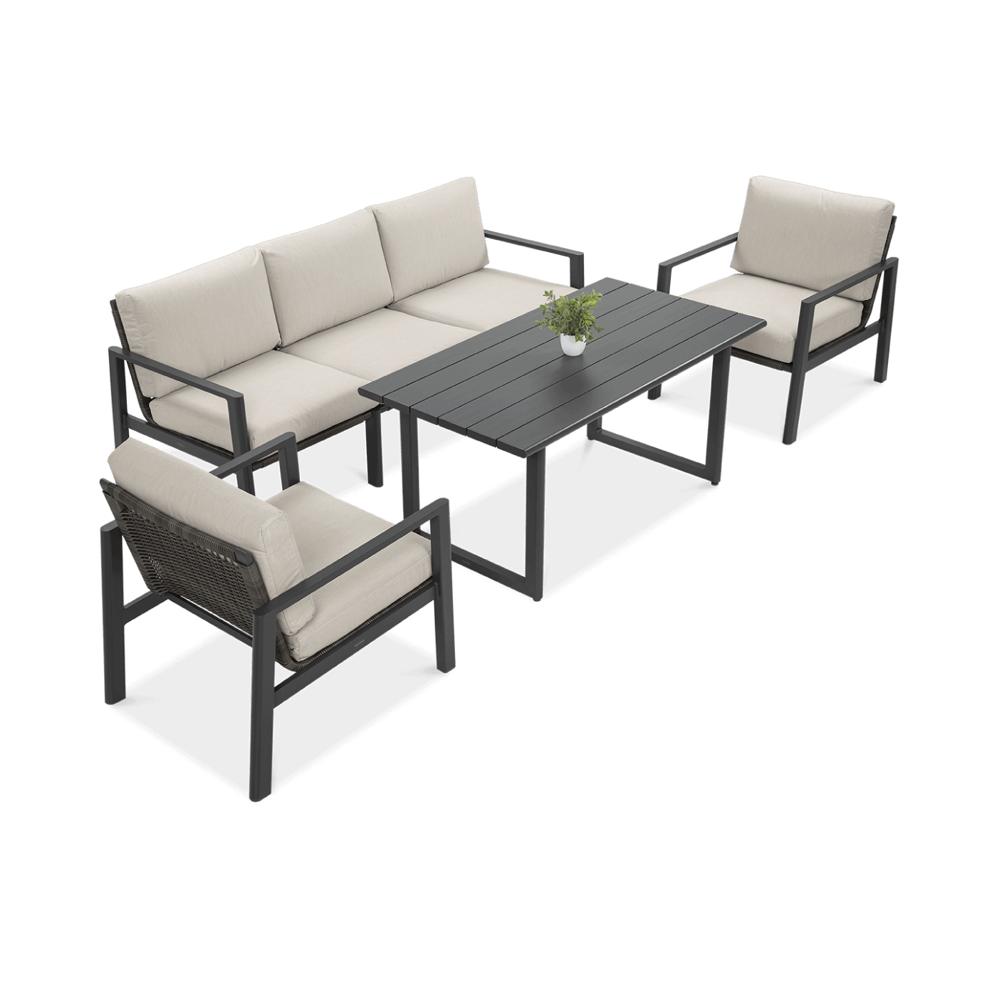 Zestaw wypoczynkowy Lotus Dining Dark Grey Firrore