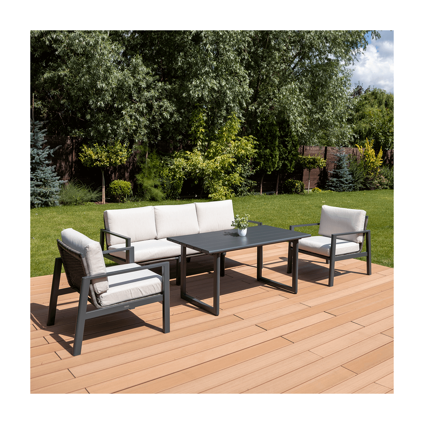 Zestaw wypoczynkowy Lotus Dining Dark Grey Firrore