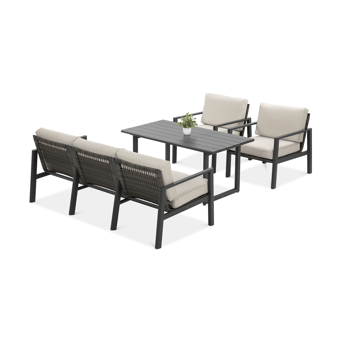 Zestaw wypoczynkowy Lotus Dining Dark Grey Firrore