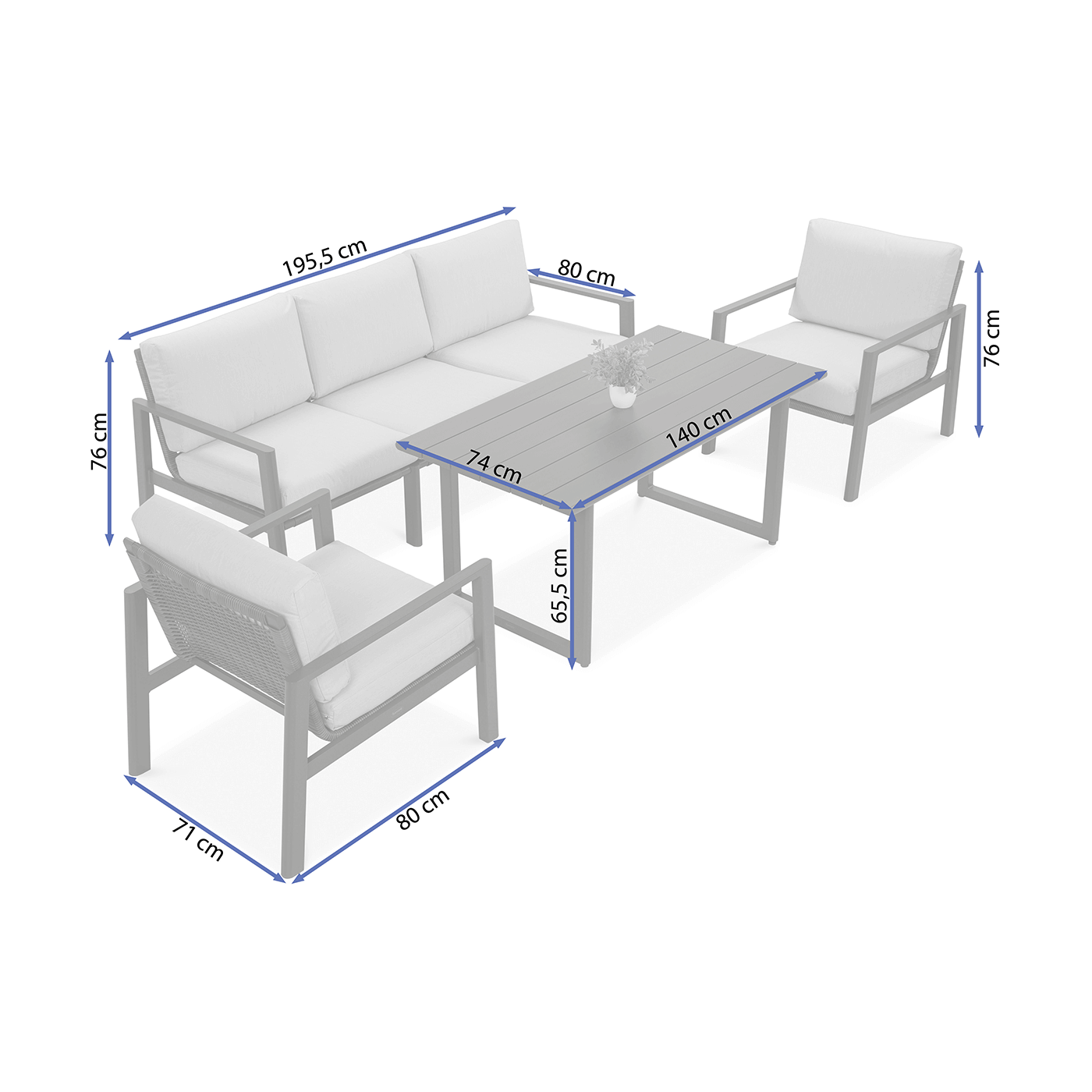 Zestaw wypoczynkowy Lotus Dining Dark Grey Firrore