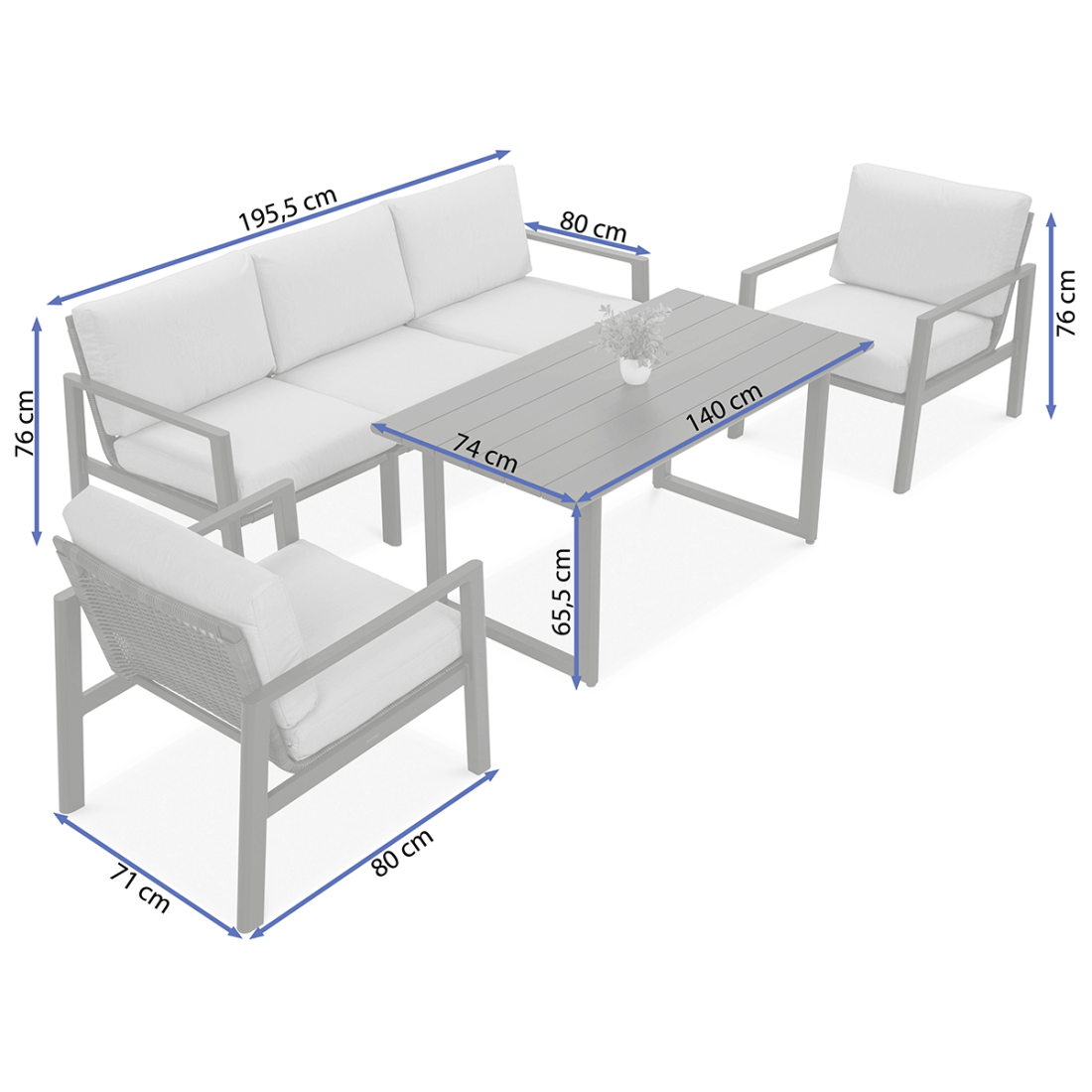 Zestaw wypoczynkowy Lotus Dining Dark Grey Firrore