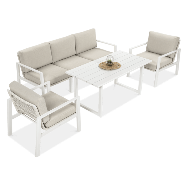 Meble wypoczynkowe do ogrodu - Lotus Dining White Furrore